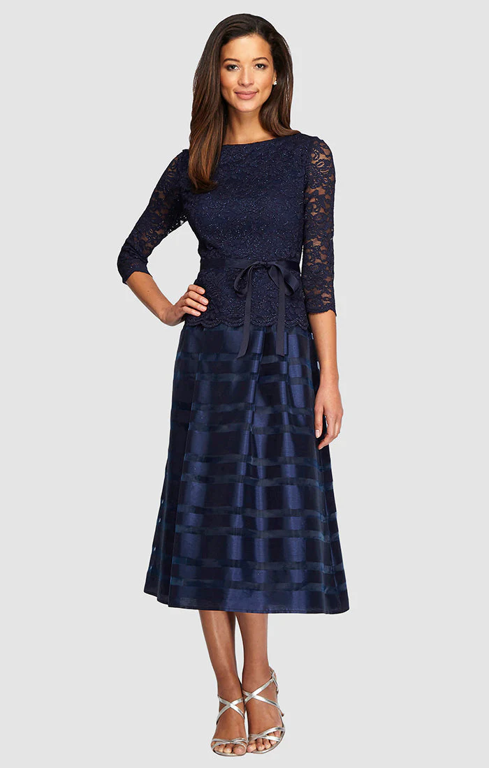 Alex Evenings 1121004 Short Lace Tea Length Mother of the Bride Dress - Primitiveus