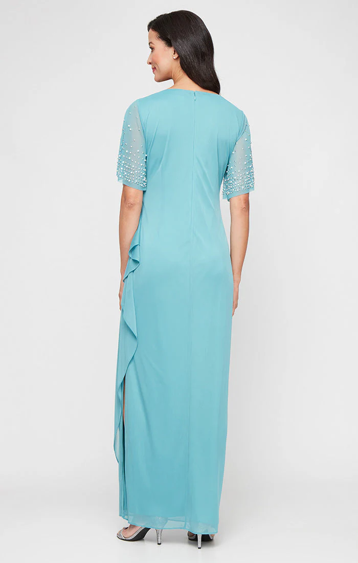 Alex Evenings 81321016 Beaded Long Formal Ruffle Evening Dress - Primitiveus
