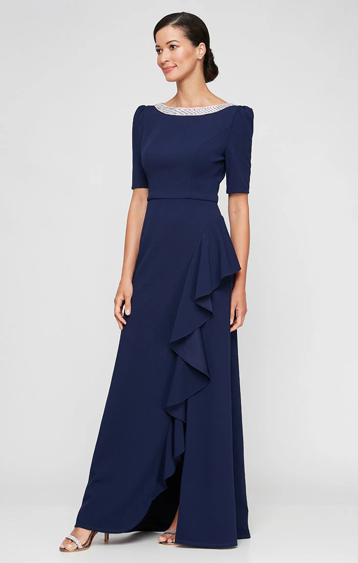 Alex Evenings 8160436 Formal Long Mother of the Bride Ruffle Dress - Primitiveus