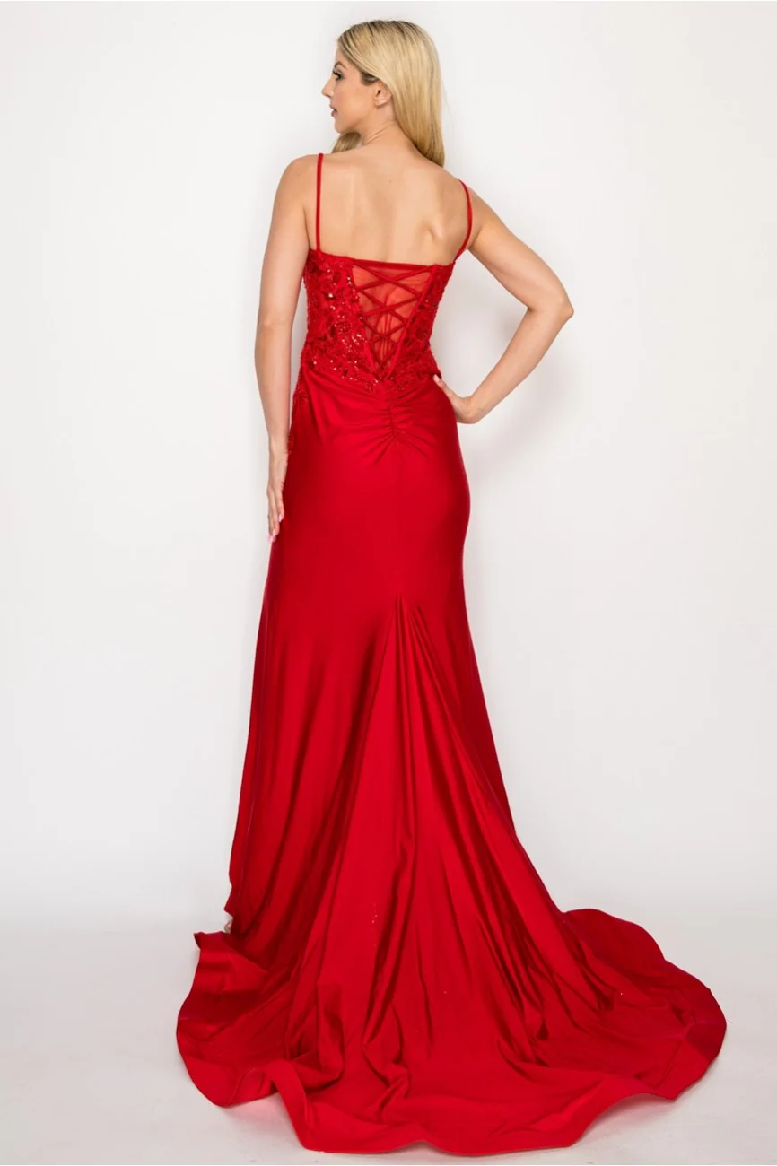High Couture HC1007 Fitted Prom Long Formal Beaded Evening Gown - Primitiveus