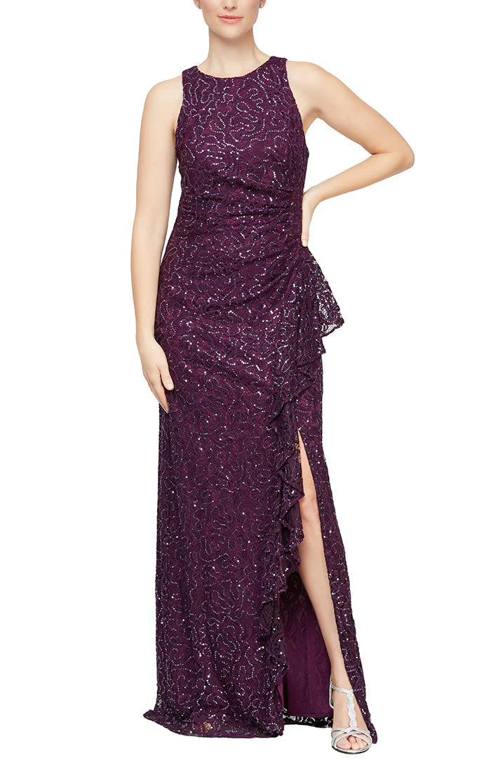 Alex Evenings 82122434 Long Formal Petite Ruffle Lace Evening Dress - Primitiveus