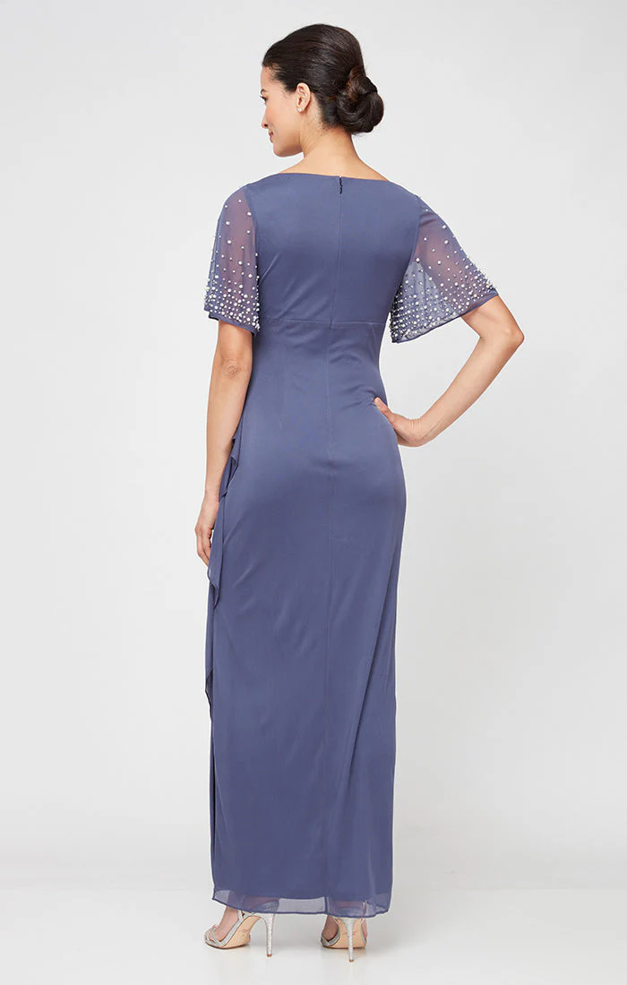 Alex Evenings 81321016 Beaded Long Formal Ruffle Evening Dress - Primitiveus