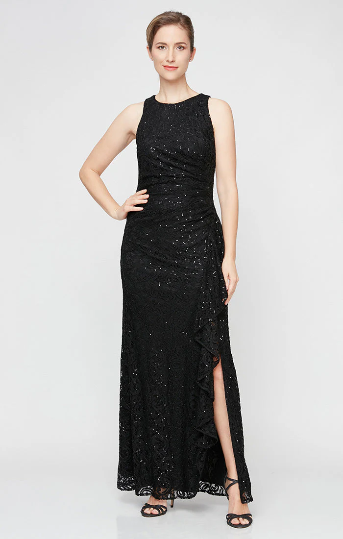 Alex Evenings 82122434 Long Formal Petite Ruffle Lace Evening Dress - Primitiveus