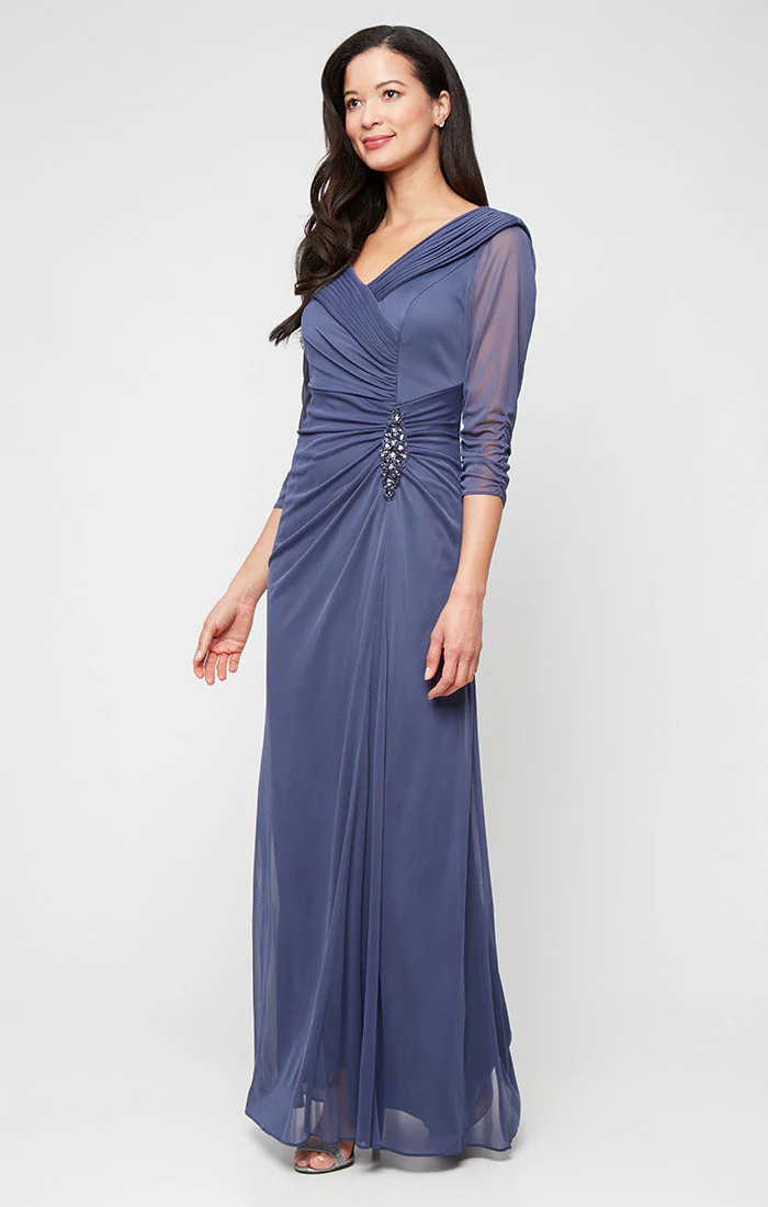 Alex Evenings 81321013 Formal Long Pleated Mother of the Bride Evening Dress - Primitiveus