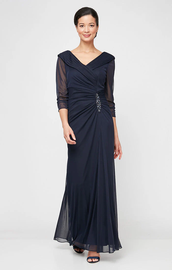 Alex Evenings 81321013 Formal Long Pleated Mother of the Bride Evening Dress - Primitiveus