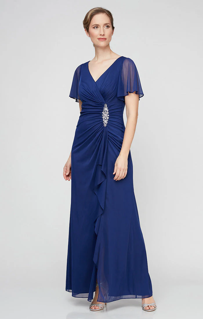 Alex Evenings 81321004 Ruffle Mother of the Bride Formal Long Dress - Primitiveus