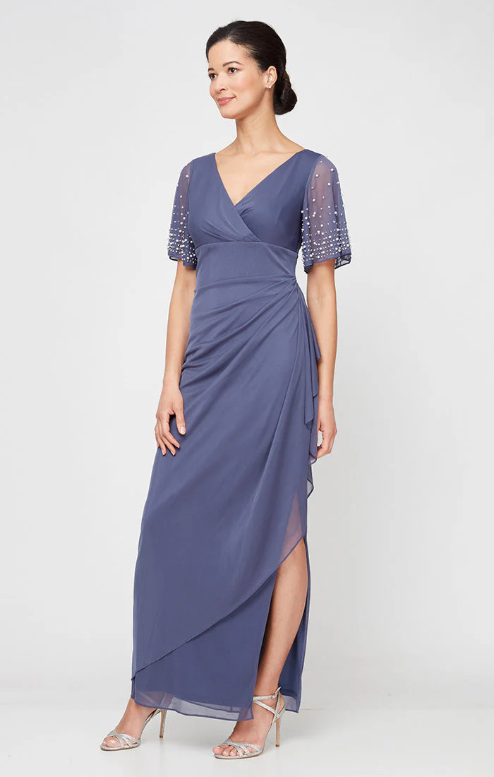 Alex Evenings 81321016 Beaded Long Formal Ruffle Evening Dress - Primitiveus