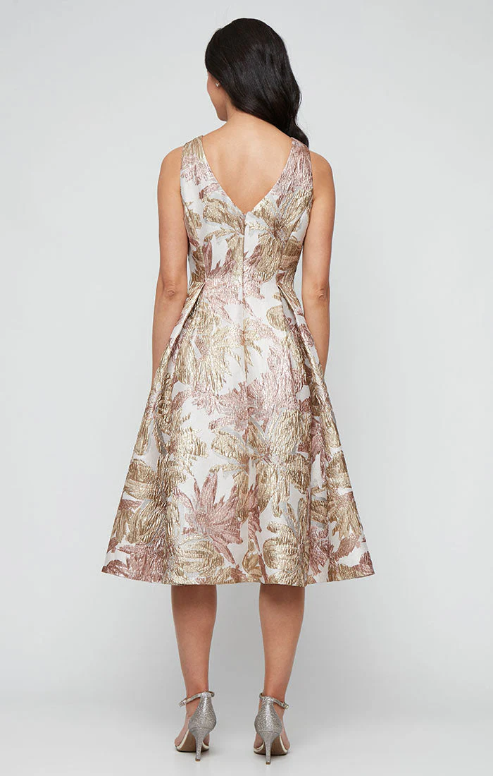 Alex Evenings 8481208 Short Metallic Midi Length Plus Size Cocktail Dress - Primitiveus