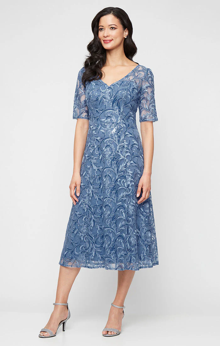 Alex Evenings 81171837 Mother of the Bride A Line Midi Dress - Primitiveus