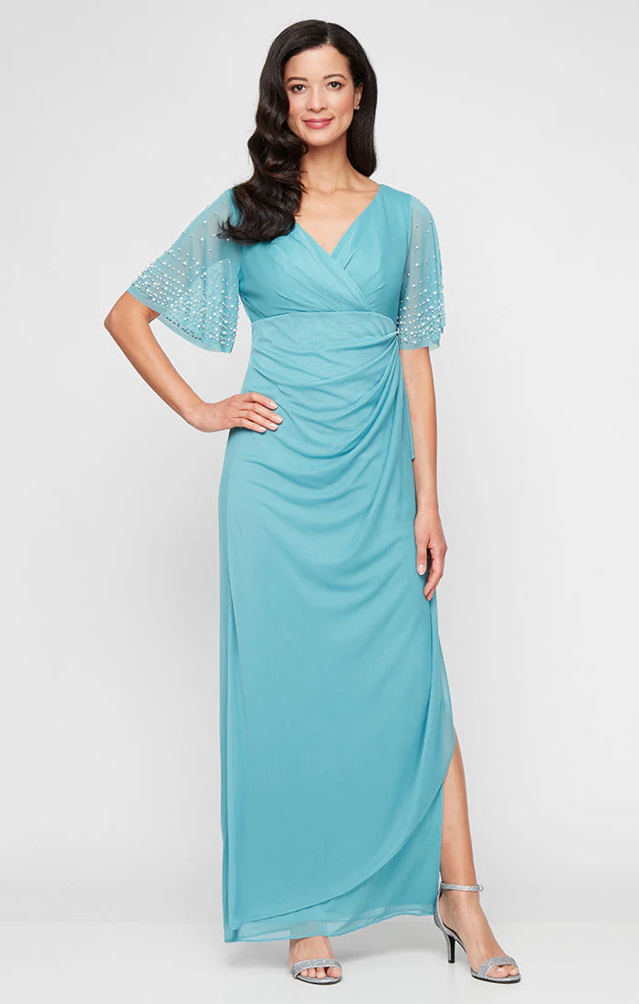 Alex Evenings 81321016 Beaded Long Formal Ruffle Evening Dress - Primitiveus